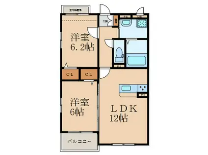 メリーパル小倉東(2LDK/2階)の間取り写真