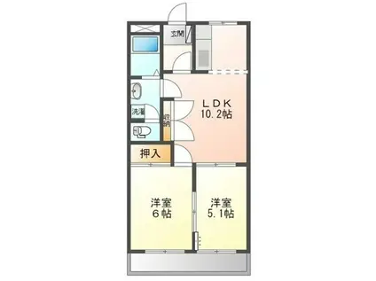 ロイヤル花水木(2LDK/2階)の間取り写真