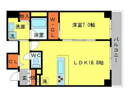 BRAVI南堀江(1LDK/12階)の間取り写真