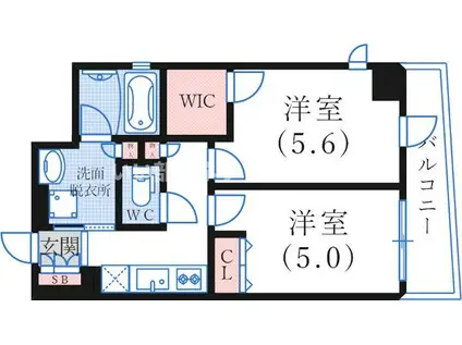 エステムコート神戸元町IIリザーヴ(2K/9階)の間取り写真