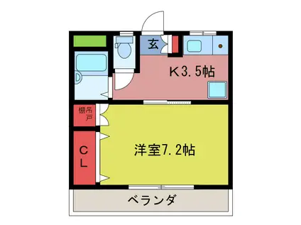 ロッキー毛呂山(1K/3階)の間取り写真