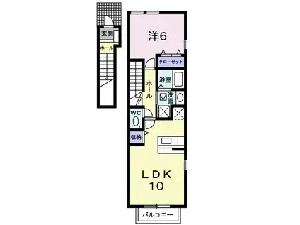 グランチェルトII(1LDK/2階)の間取り写真