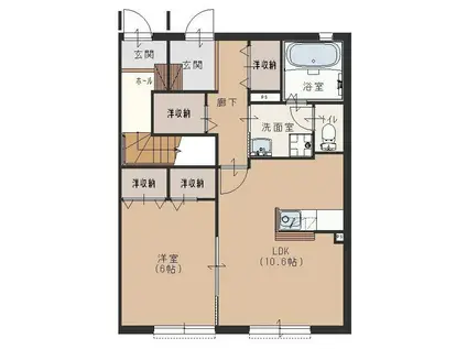 ニューグリーンコート(1LDK/1階)の間取り写真