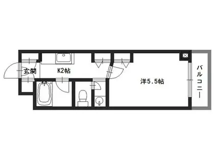 シティヒルズII(1K/4階)の間取り写真