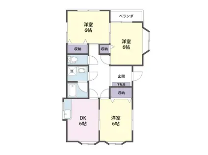 SKハイツ(3DK/1階)の間取り写真