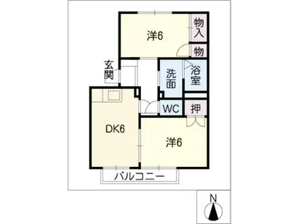 グリーンハイツ川部(2DK/2階)の間取り写真