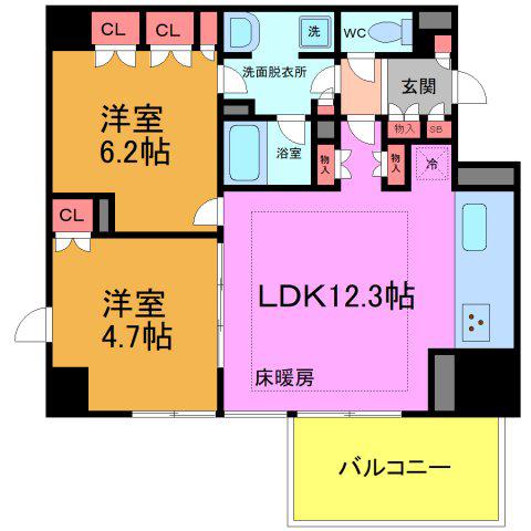 アトラス葛西レジデンス(2LDK/6階)の間取り写真