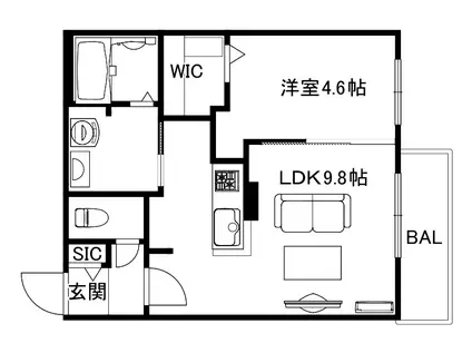 ブランシャールCHATELET琴似サウス R8年8月26日入居開始(1LDK/3階)の間取り写真