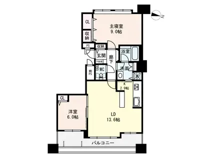 Dクラディア大通(2LDK/4階)の間取り写真