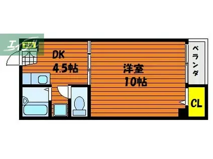 カーサグラシア(1DK/2階)の間取り写真