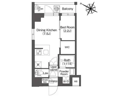 コンフォリア二葉(1DK/2階)の間取り写真