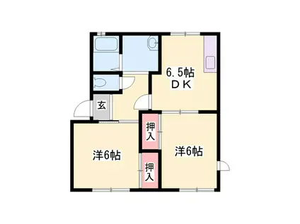 クワトロ今宿(2DK/1階)の間取り写真