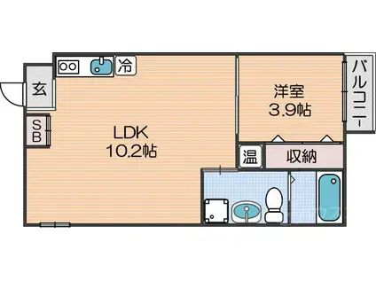 FメゾンGARDEN(1LDK/3階)の間取り写真