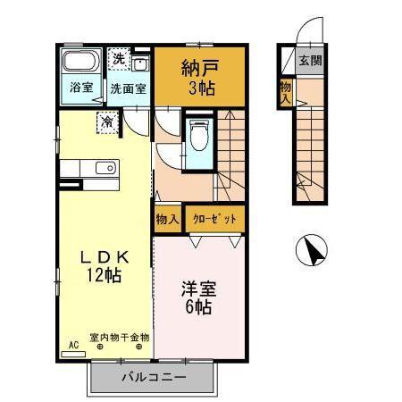 エスペランサ堤(1LDK/2階)の間取り写真