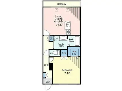 ヴュ・メゾン自由が丘 W(1LDK/3階)の間取り写真