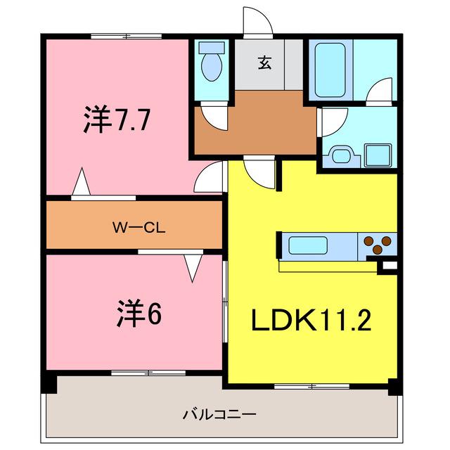 サンコートHITOTSUGI(2LDK/4階)の間取り写真