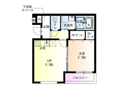 フジパレス岸和田下松II番館(1LDK/1階)の間取り写真