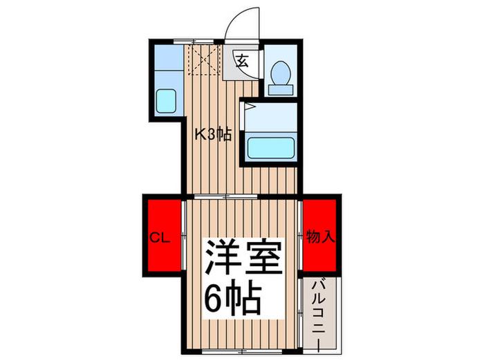 コーポ東和(1K/2階)の間取り写真