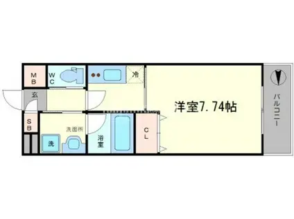フレンシアノイエ難波南(1K/6階)の間取り写真