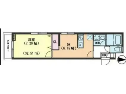 スマートVILLA多摩川(1DK/3階)の間取り写真