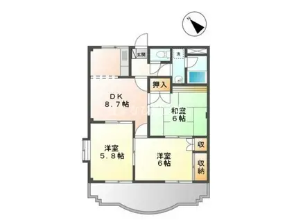 スプリングガーデン(3DK/2階)の間取り写真