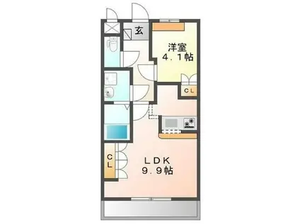 ラスティーコート(1LDK/2階)の間取り写真