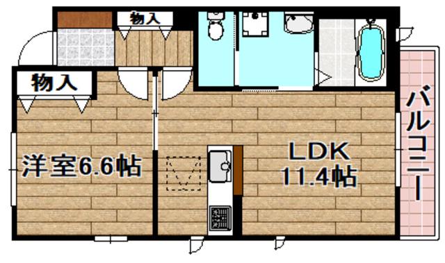 檪ハイツ(1LDK/1階)の間取り写真