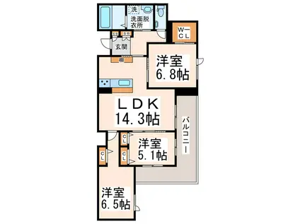 ムライチ・ガーデンテラス(3LDK/3階)の間取り写真