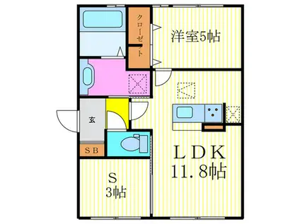 グレース新田 A棟(1SLDK/1階)の間取り写真