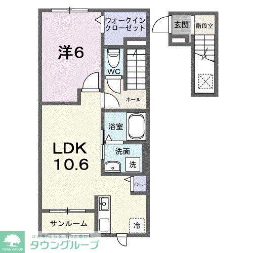 フレッサ II(1LDK/2階)の間取り写真