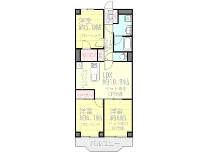 ライオンズガーデン百合ヶ丘(3LDK/5階)の間取り写真