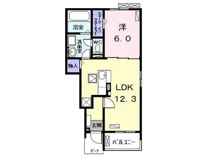 ルナパークA(1LDK/1階)の間取り写真