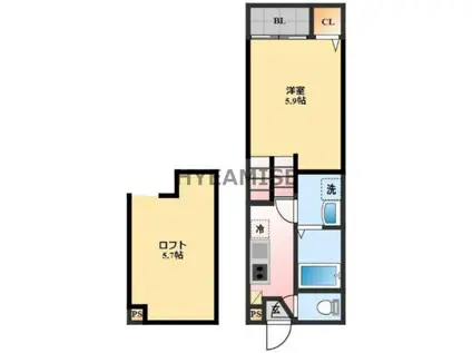 VIOLA イースト HILL(1SK/1階)の間取り写真