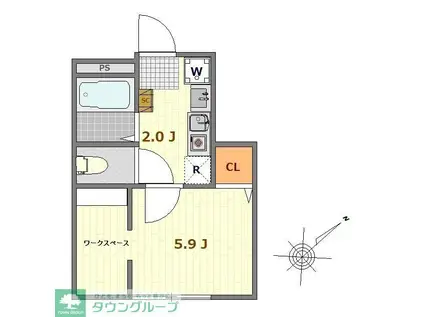 CS飛田給(1K/1階)の間取り写真