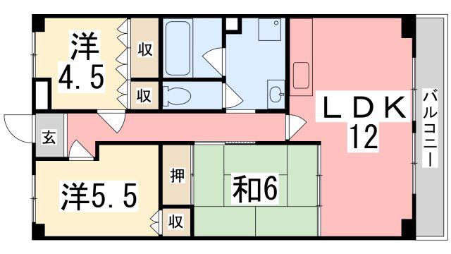 プラティーク英賀保(3LDK/5階)の間取り写真