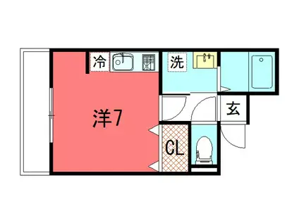 北白川上池田町アパート(ワンルーム/2階)の間取り写真