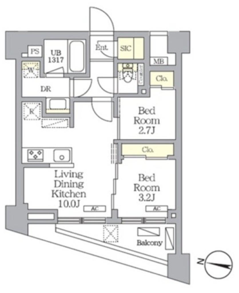 NOGATA RESIDENCE(2LDK/5階)の間取り写真