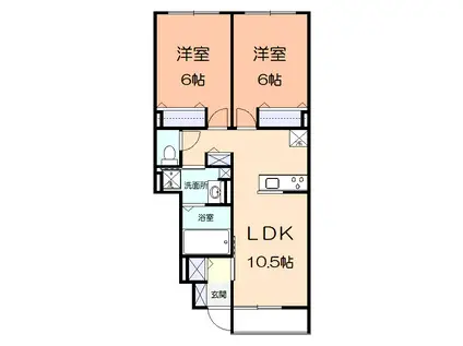 ルミエールあざみ野(2LDK/1階)の間取り写真