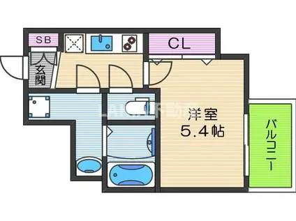 アドバンス上町台プレジール(1K/9階)の間取り写真