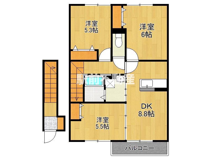 シャルムハウス大財(3DK/2階)の間取り写真