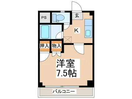 ハイツタカノ(1K/2階)の間取り写真