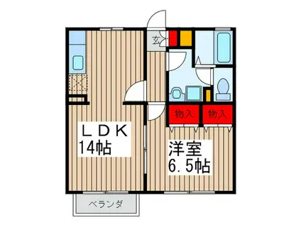 スカイヒルズ(1LDK/2階)の間取り写真