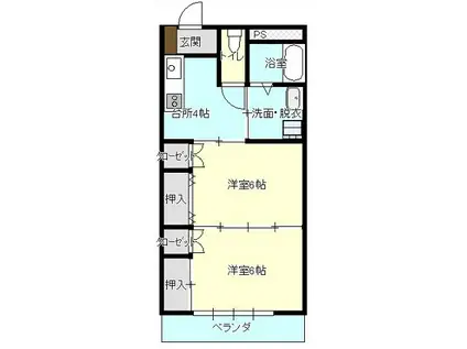 吉田ビル(2K/3階)の間取り写真