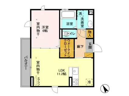 ベルフィーヌ東船橋(1LDK/3階)の間取り写真