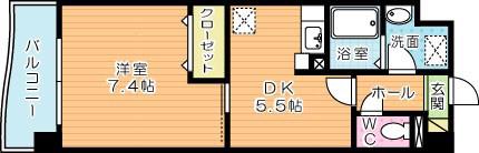 ベイプレイス小倉(1DK/3階)の間取り写真