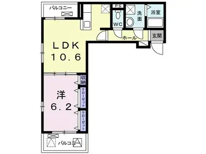 クーランデール A(1LDK/2階)の間取り写真