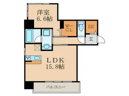 SHIRAKABE 桜鈴館(1LDK/6階)の間取り写真