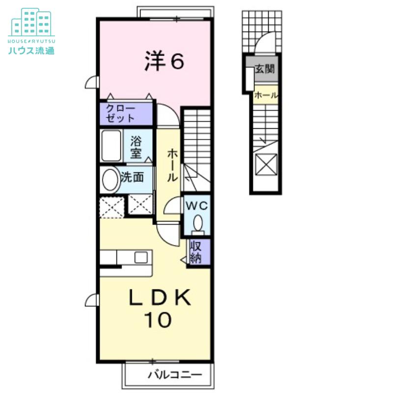 アバンダント(1LDK/2階)の間取り写真