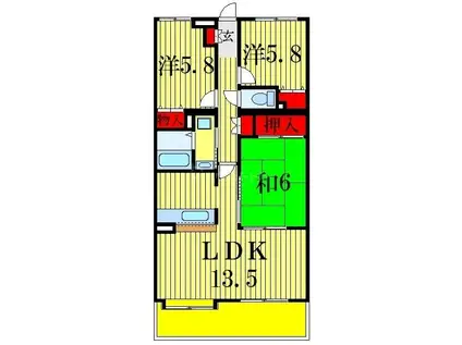 エムズ・アークC棟(3LDK/1階)の間取り写真