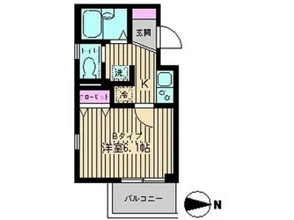 パレス小沢II(1K/2階)の間取り写真